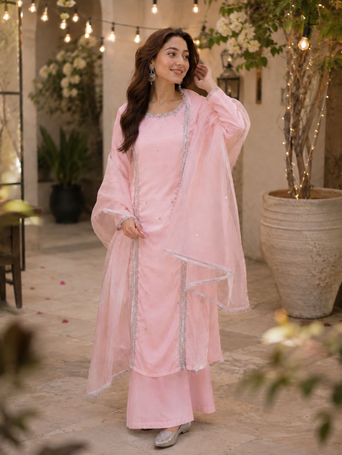 Noor Pearl Embellished 3 Piece Suit