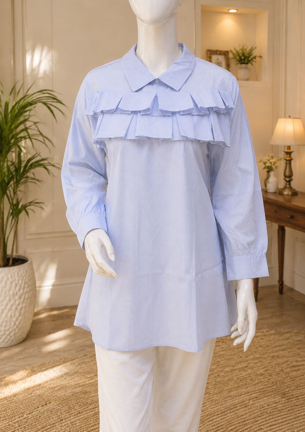 Elegant Layered Ruffle Collar Women's Top