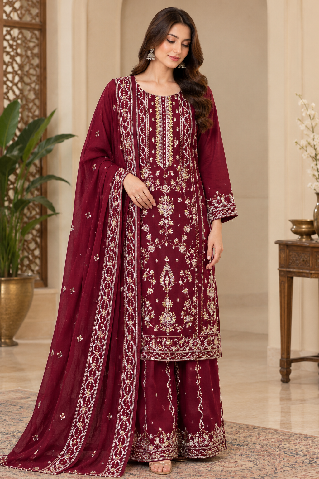 Regal Grace Embroidered 3PC Suit