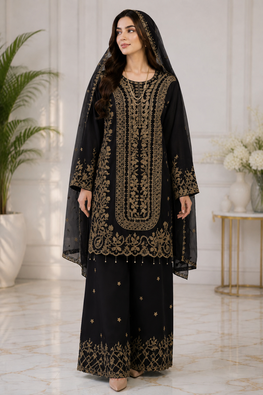 Elegant Embroidered 2PC Long Shirt