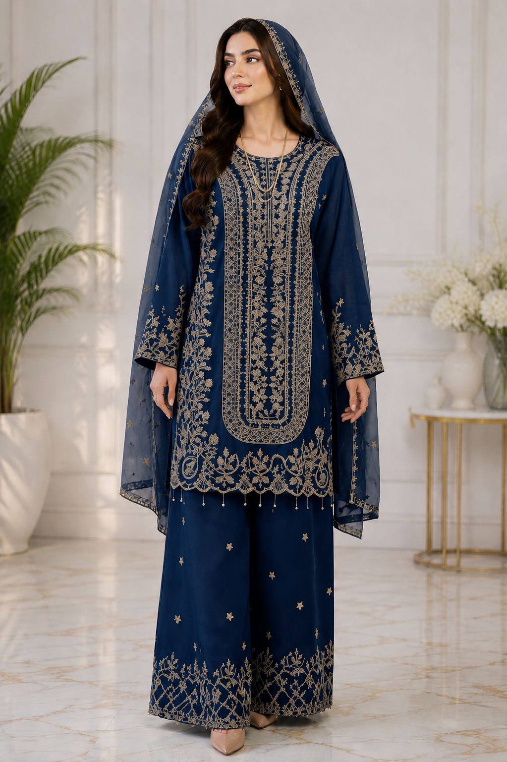Elegant Embroidered 2PC Long Shirt