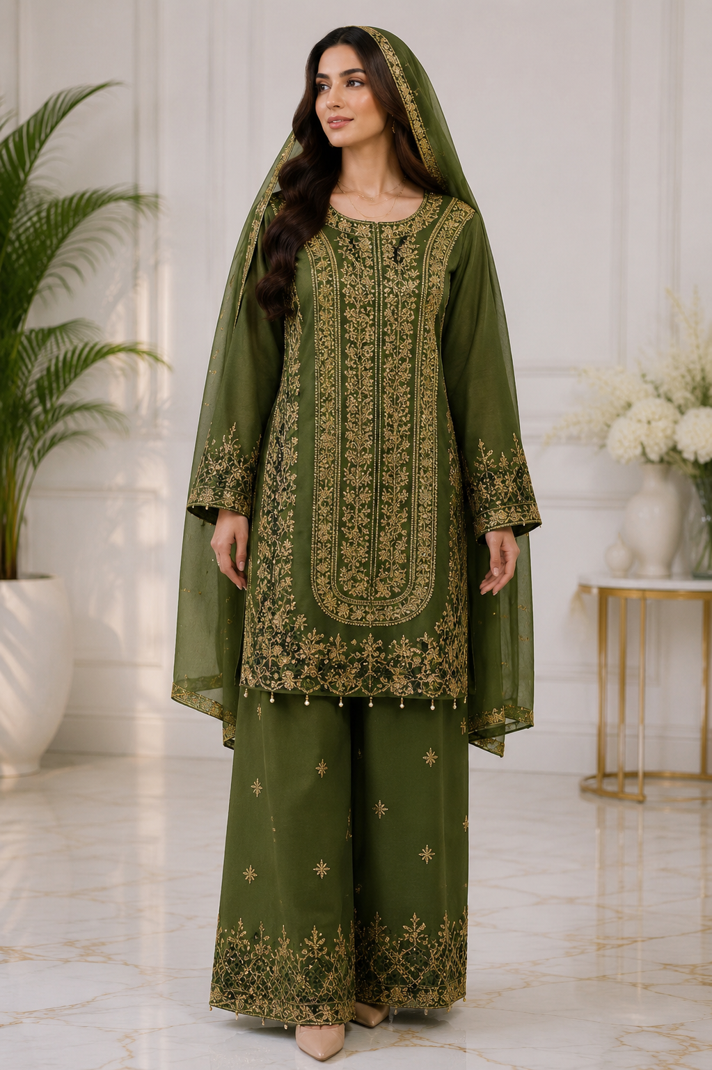 Elegant Embroidered 2PC Long Shirt