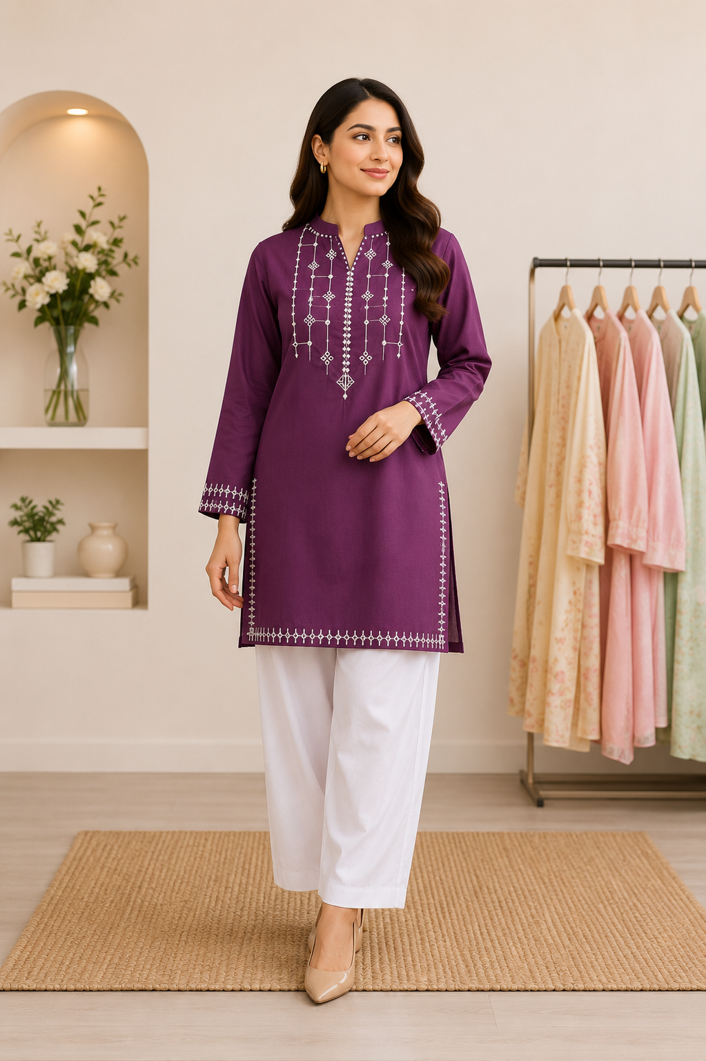 Premium Embroidered Farshi Shalwar Suit – 2 Piece