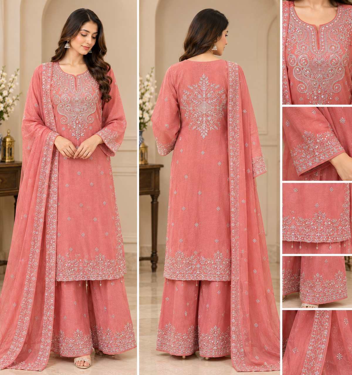 Rosewood Elegance Embroidered 3PC Suit