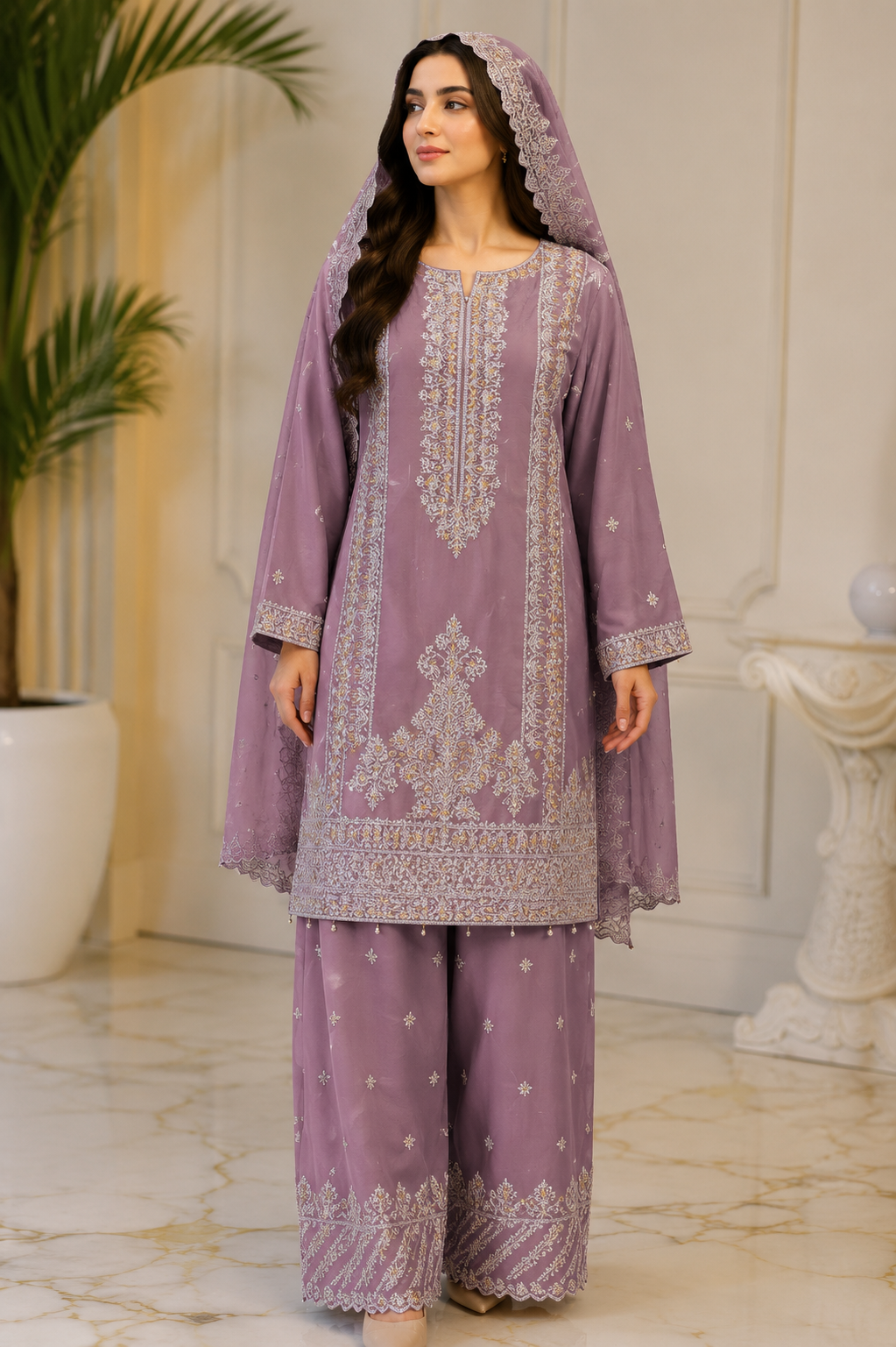 Embroidered 3-Piece Luxury Lawn Suit – Premium Collection