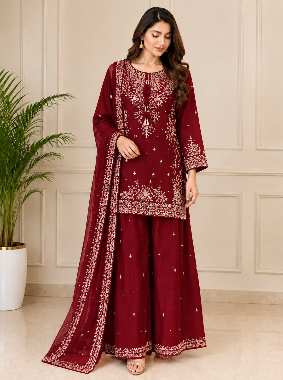Ivory Blossom Embroidered 3-Piece Suit