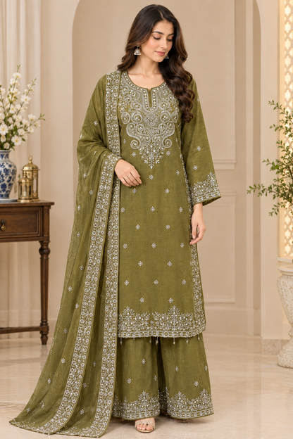 Rosewood Elegance Embroidered 3PC Suit