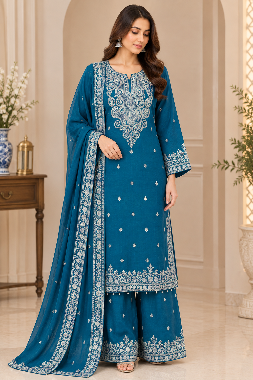 Rosewood Elegance Embroidered 3PC Suit