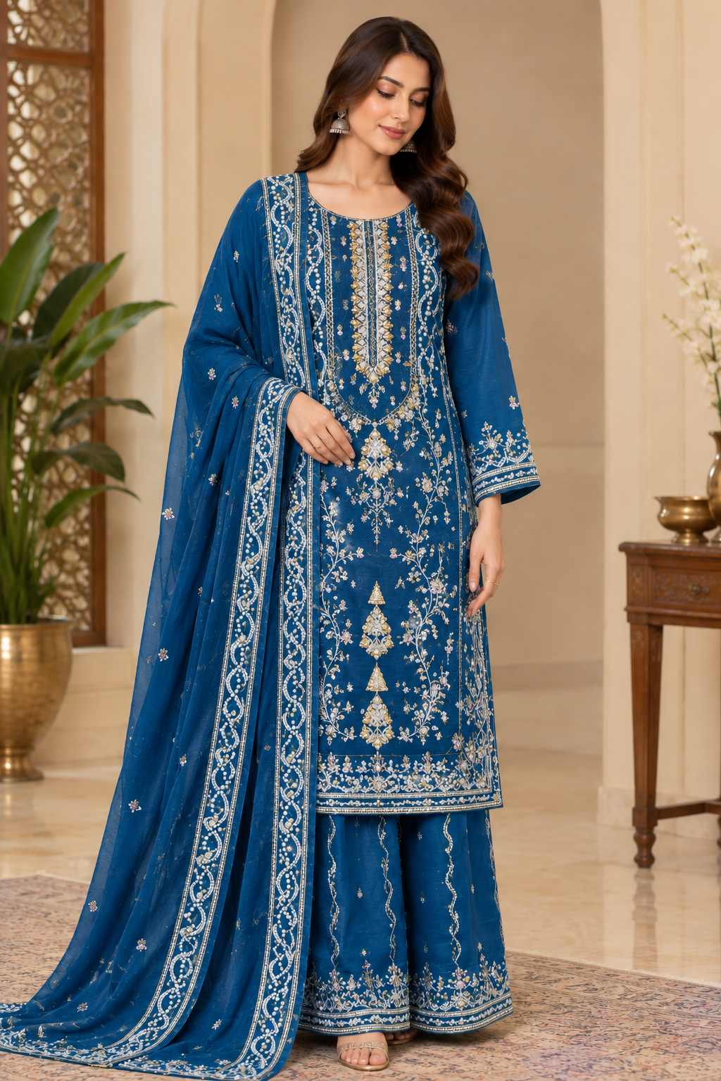 Regal Grace Embroidered 3PC Suit