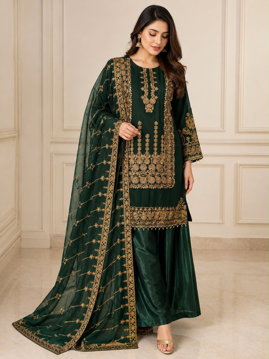 Bridal Mehndi Embroidered Designer Suit for Women