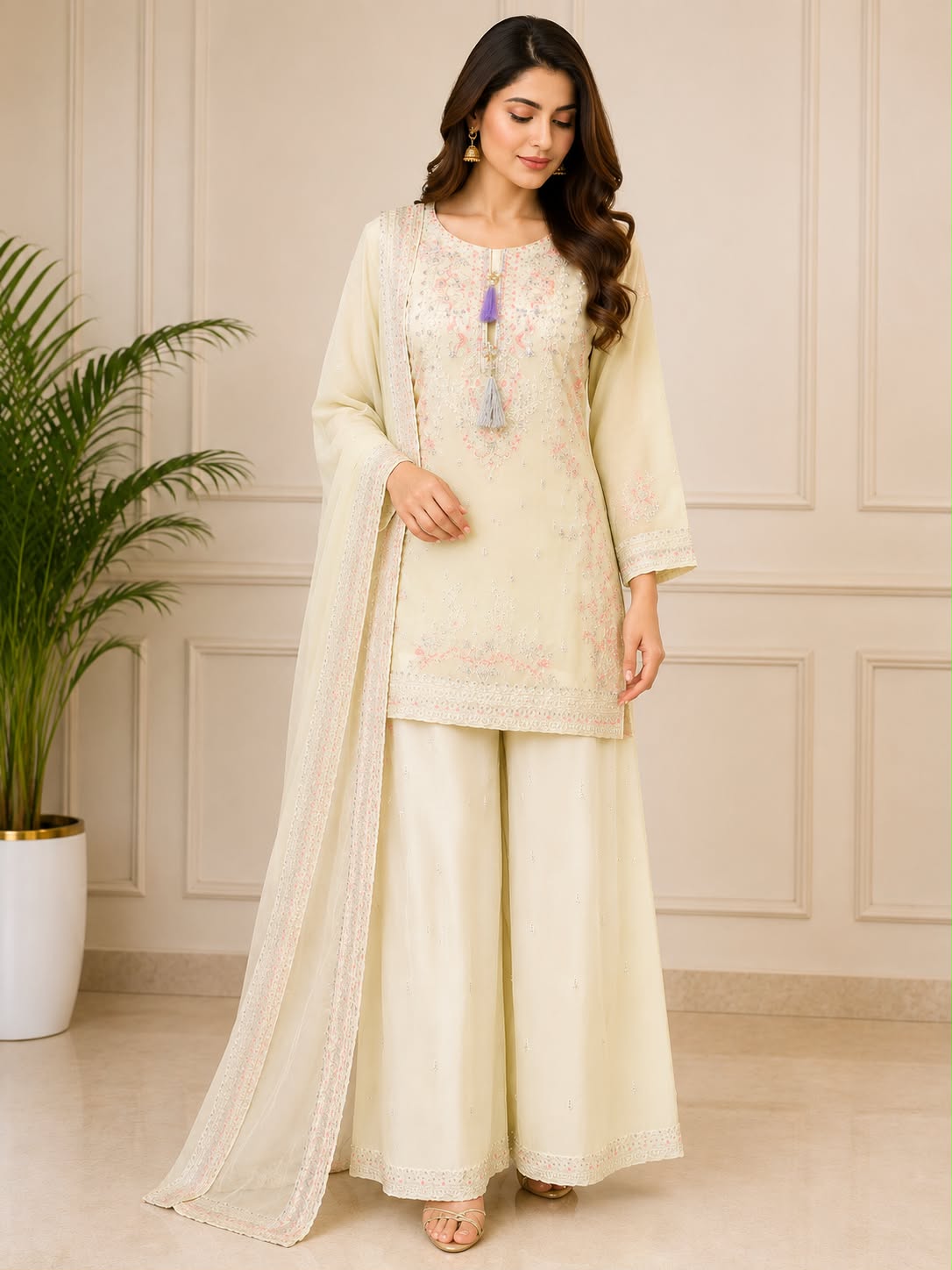 Ivory Blossom Embroidered 3-Piece Suit