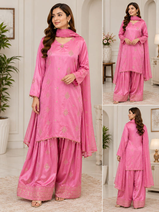 Farah Shalwar Suit – Pink Elegance