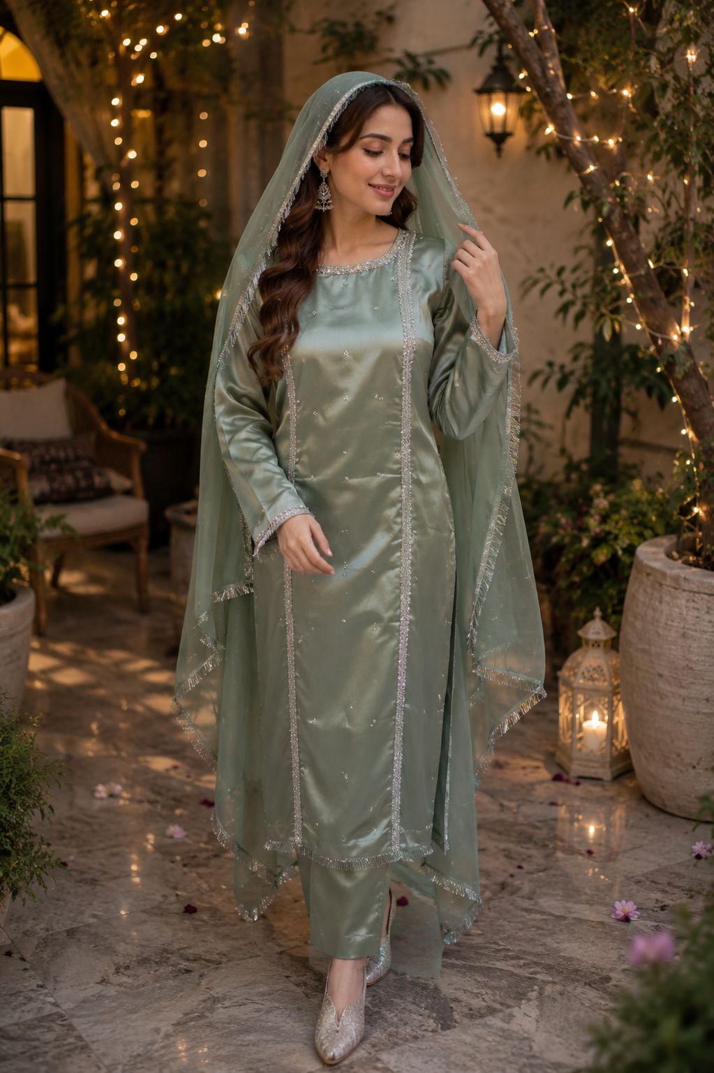 Noor Pearl  Embellished 3 Piece Suit