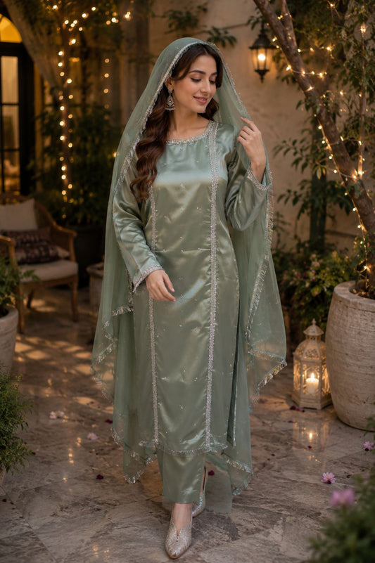 Noor Pearl  Embellished 3 Piece Suit