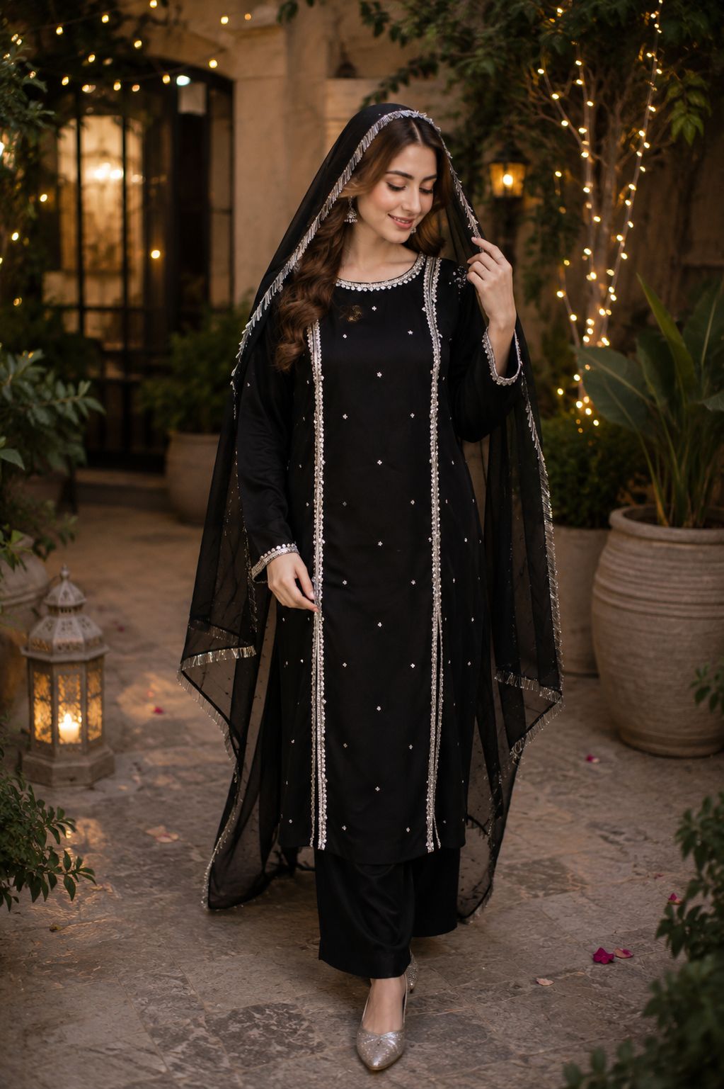 Noor Pearl  Embellished 3 Piece Suit