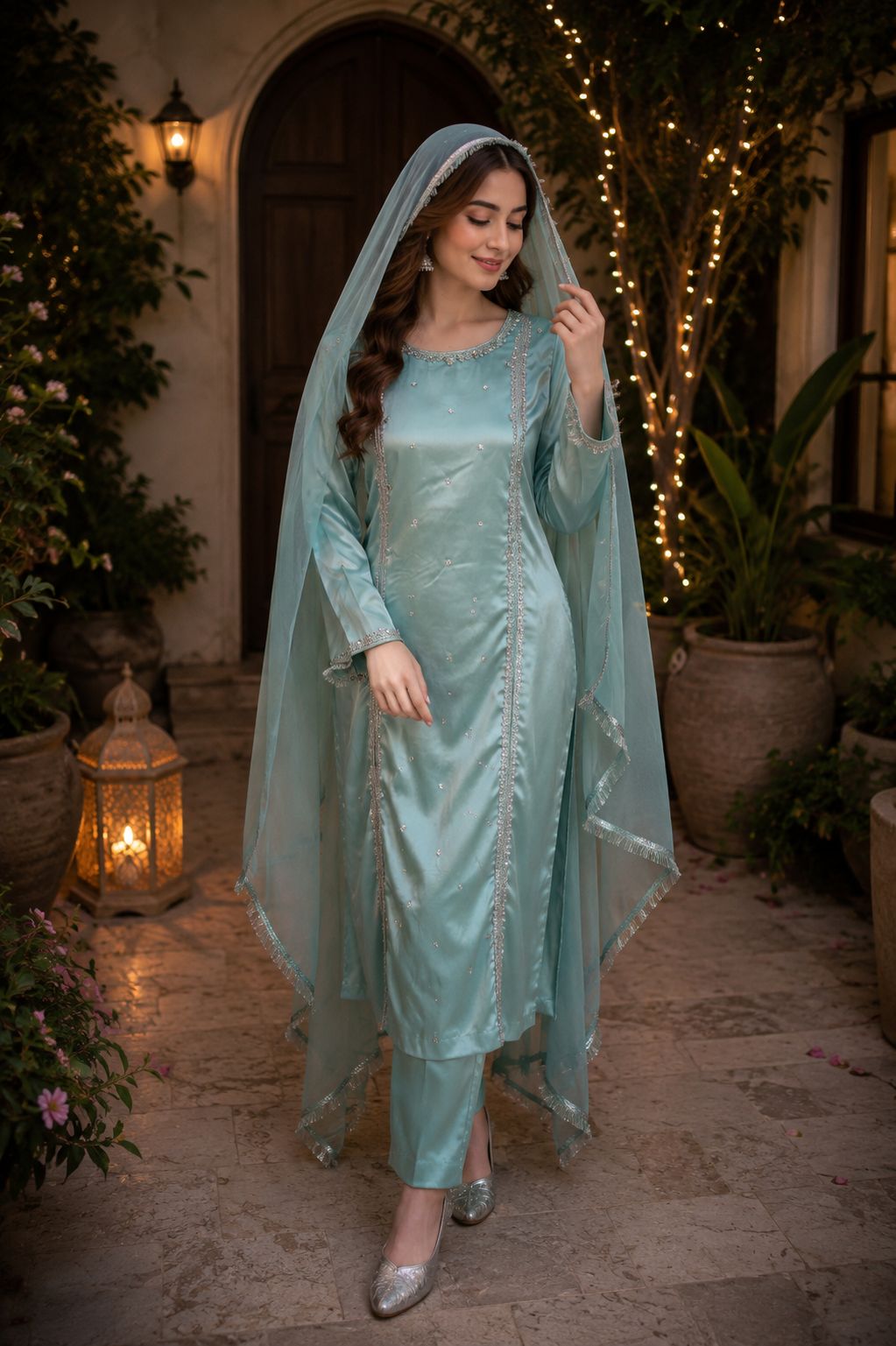 Noor Pearl  Embellished 3 Piece Suit