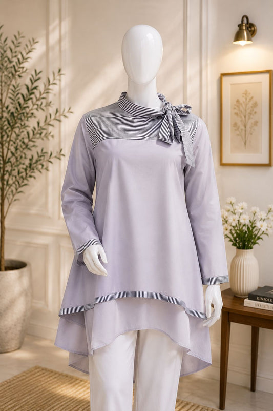 Elegant Umbrella Style Tie-Neck Women's Tunic