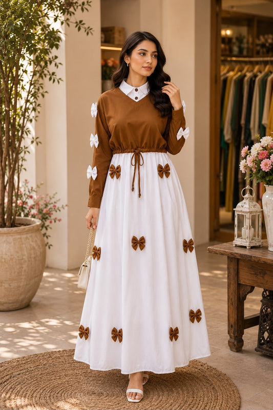 Luna Bow Luxe Maxi Dress – Elegant Modest Fashion