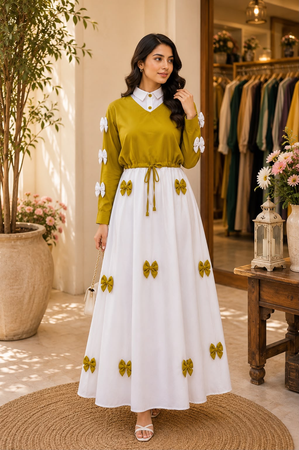 Luna Bow Luxe Maxi Dress – Elegant Modest Fashion