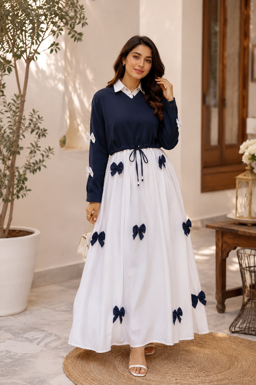 Luna Bow Luxe Maxi Dress – Elegant Modest Fashion