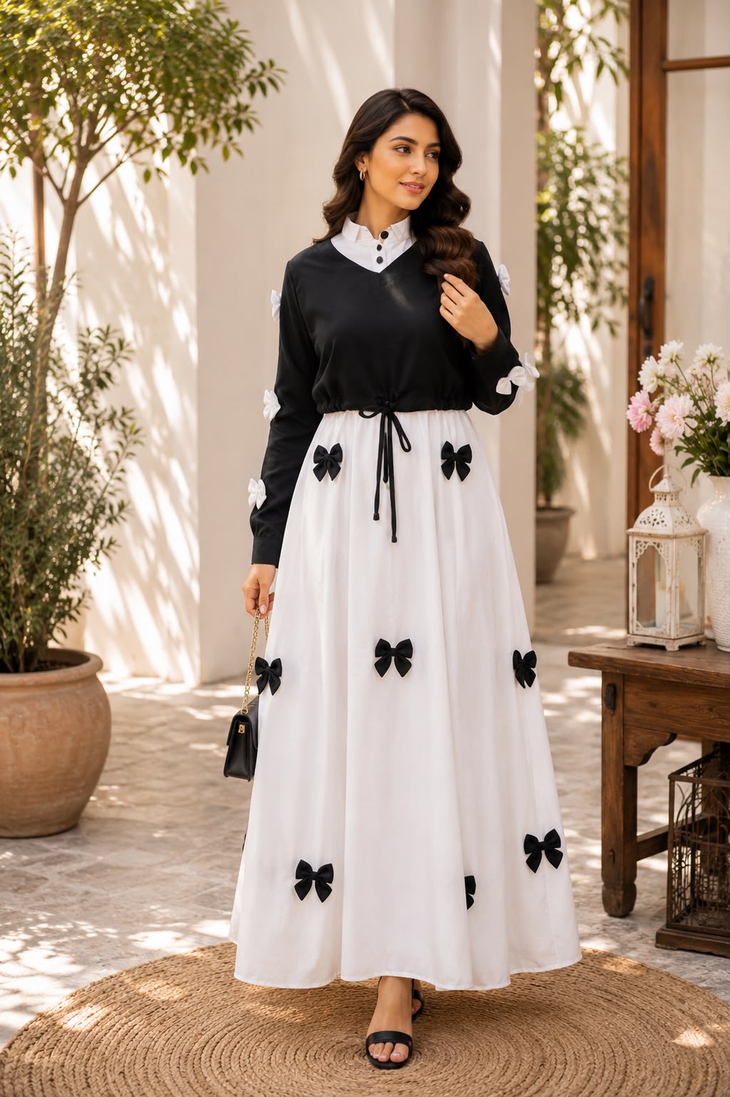 Luna Bow Luxe Maxi Dress – Elegant Modest Fashion