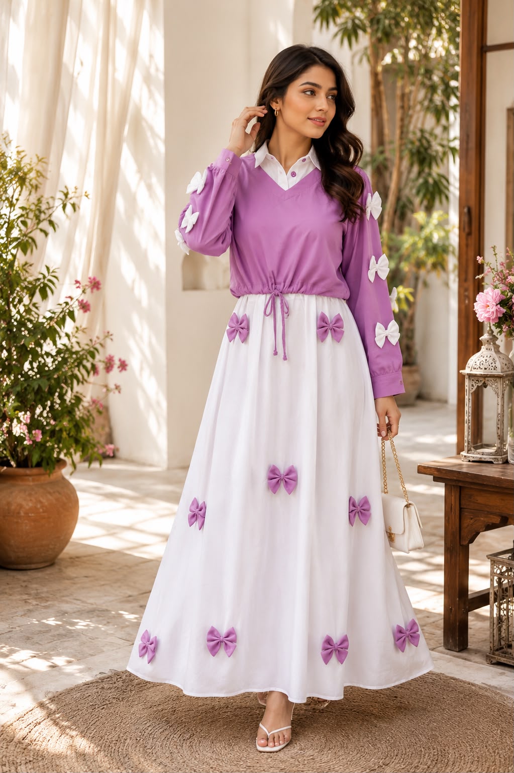 Luna Bow Luxe Maxi Dress – Elegant Modest Fashion