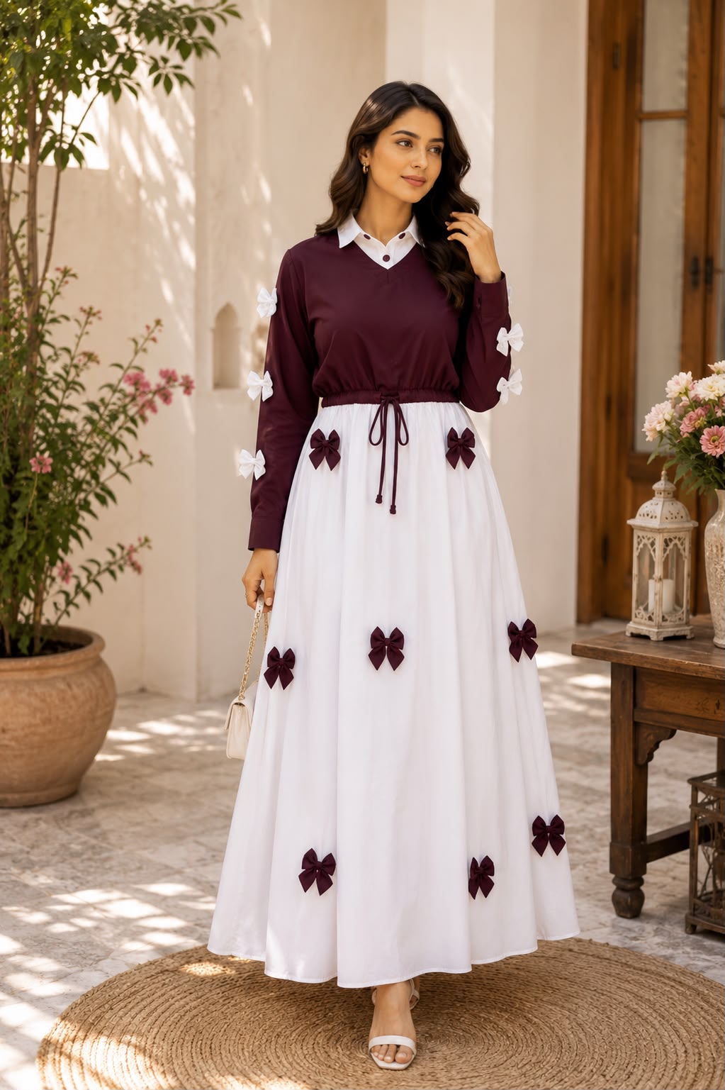 Luna Bow Luxe Maxi Dress – Elegant Modest Fashion