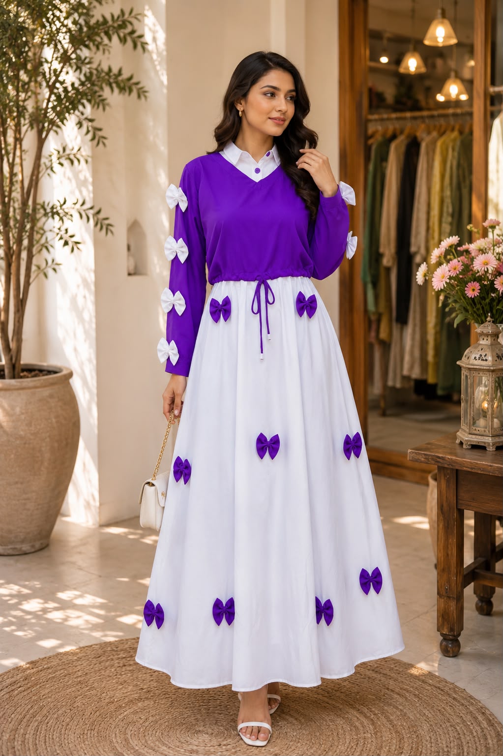 Luna Bow Luxe Maxi Dress – Elegant Modest Fashion