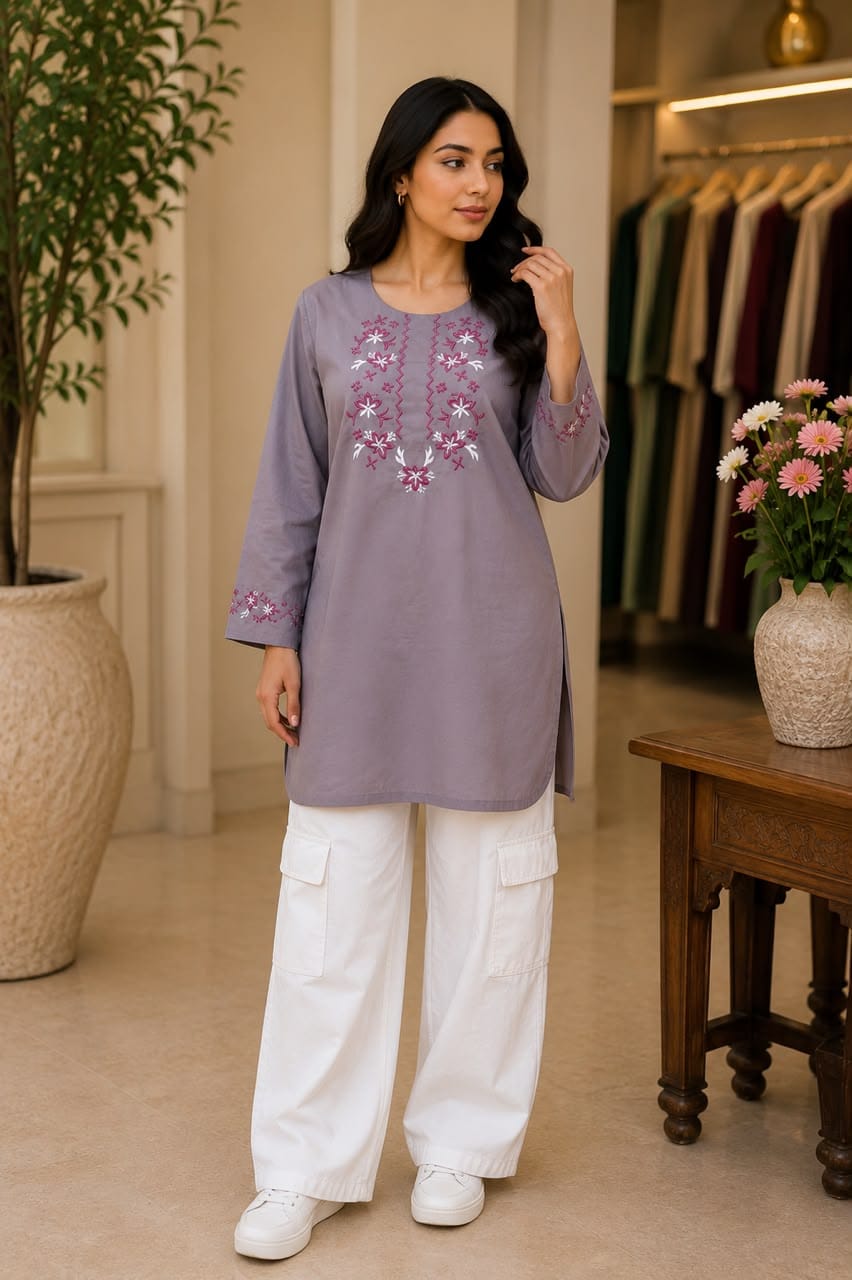 Floral Embroidered Original Lawn 2-Piece Co-Ord Set with Cargo Trouser