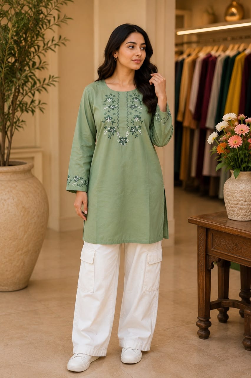 Floral Embroidered Original Lawn 2-Piece Co-Ord Set with Cargo Trouser