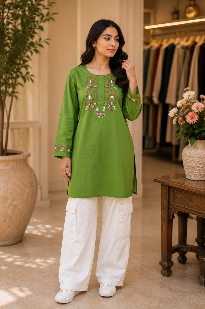 Floral Embroidered Original Lawn 2-Piece Co-Ord Set with Cargo Trouser