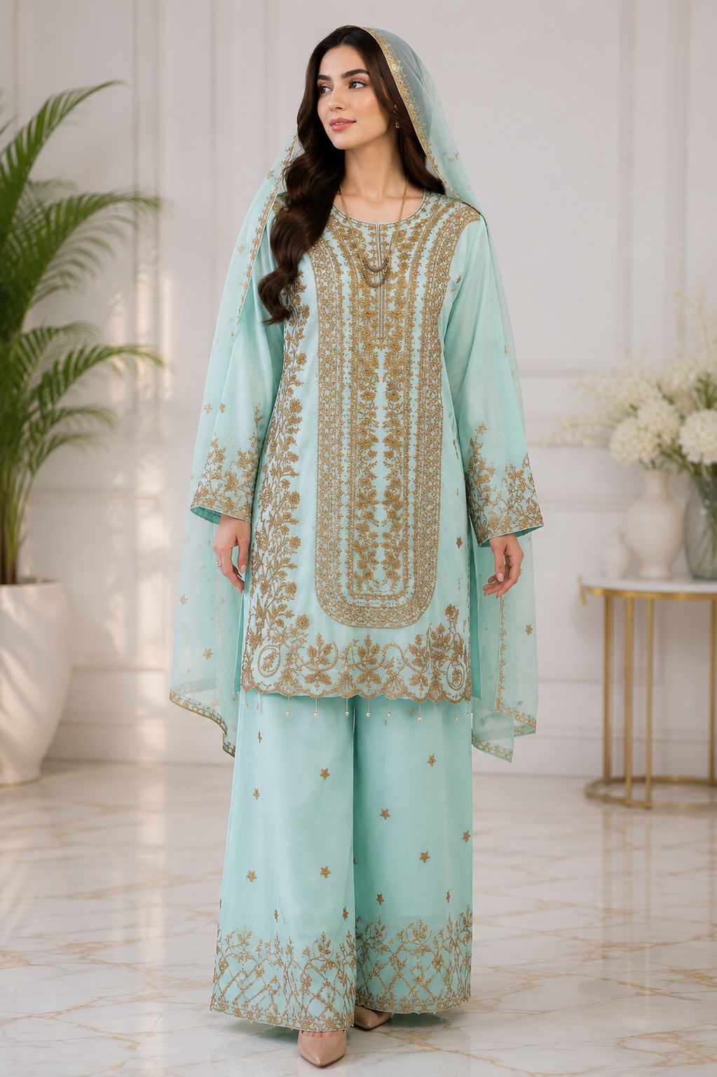 Elegant Embroidered 2PC Long Shirt