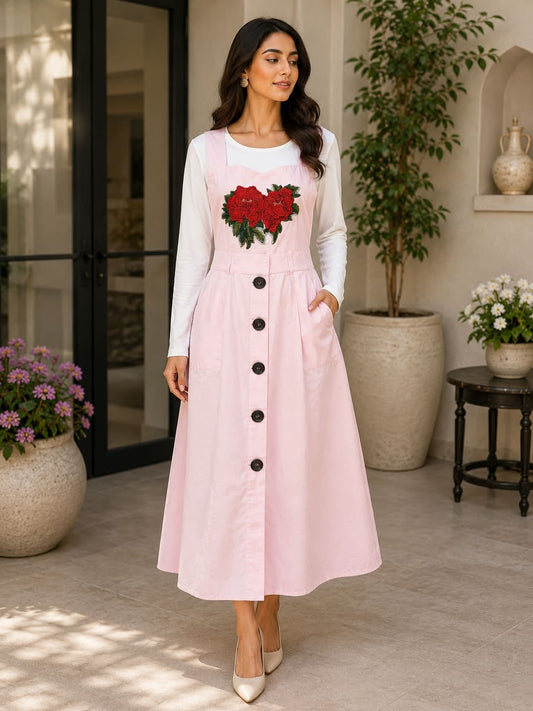 Women’s Floral Button Front Long Dress – Elegant Casual Wear
