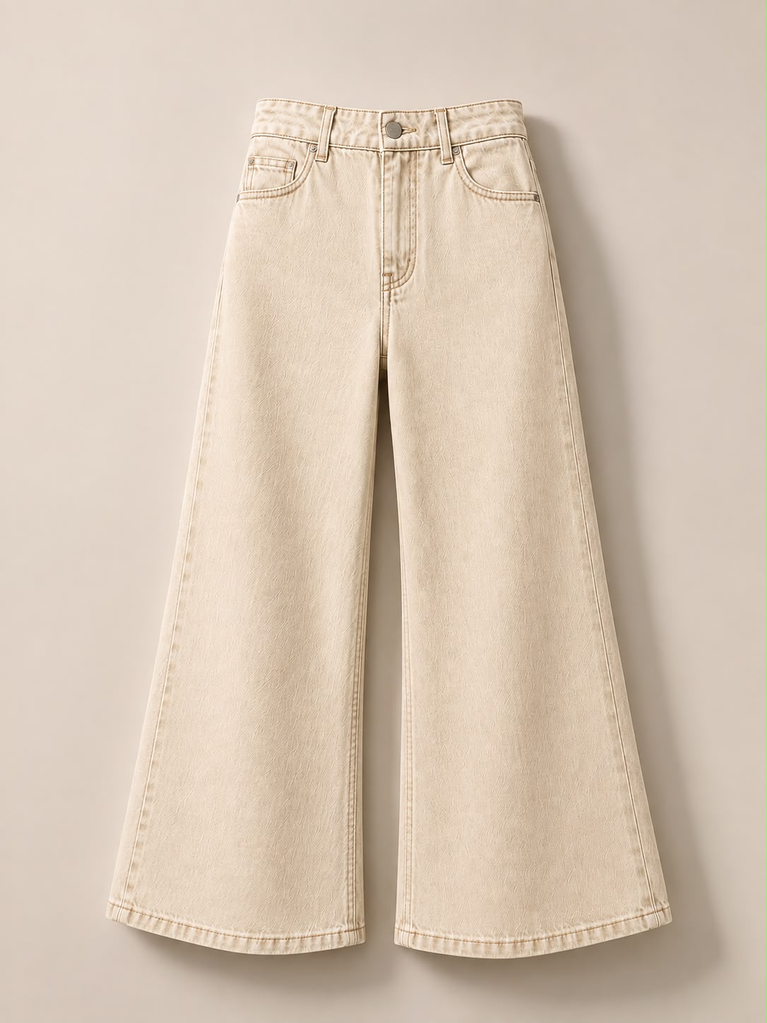 Elegant Beige High Waist Wide Leg Jeans for Women