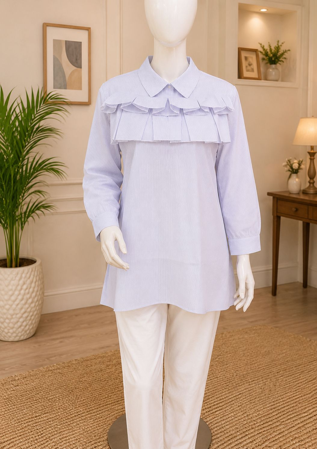 Elegant Layered Ruffle Collar Women's Top